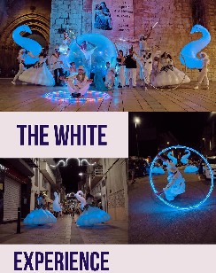 The White Experience es un espectáculo cuidado al máximo detalle que incorpora las artes escénicas y las convierte en un show itinerante de estética contemporánea.